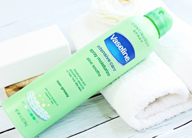 Discover the new way of applying body lotion: Vaseline Intensive Care Aloe Soothe Spray Moisturizer with micro-droplets of Vaseline Jelly and aloe vera. >> https://glamorable.com | via @glamorable
