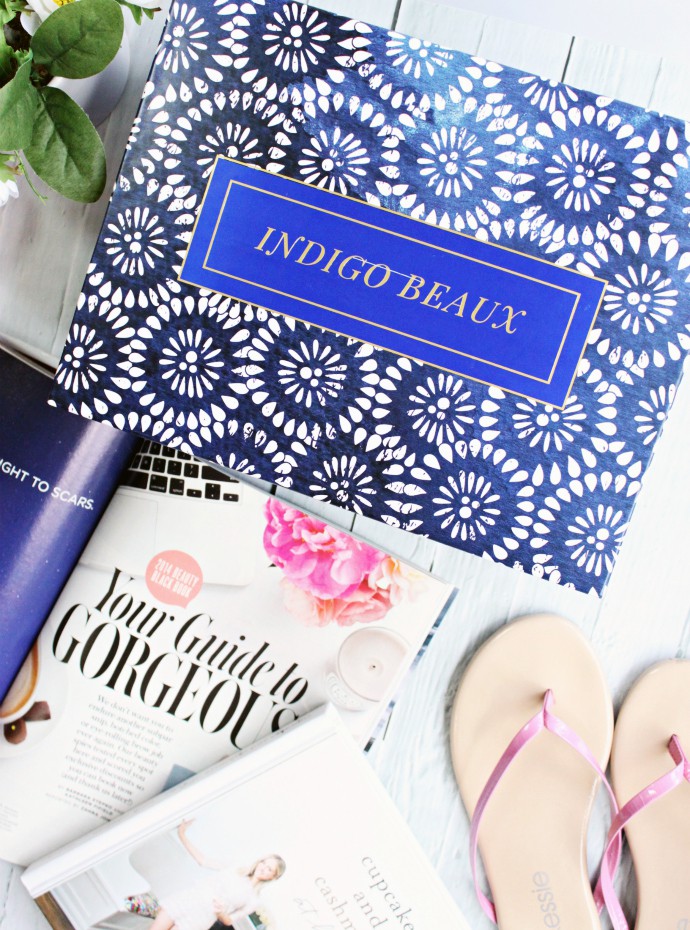 Indigo Beaux July 2016 | Included: It's Skin Formula 10 Serum Syn-Ake, Gold Label Lipstick in Private Jets, Beekman 1802 Hand Cream in Fresh Cream, ABHA Candle in Forever Blossom, Indigo Beaux Herbal Pillow Rose Lavender & Chamomile