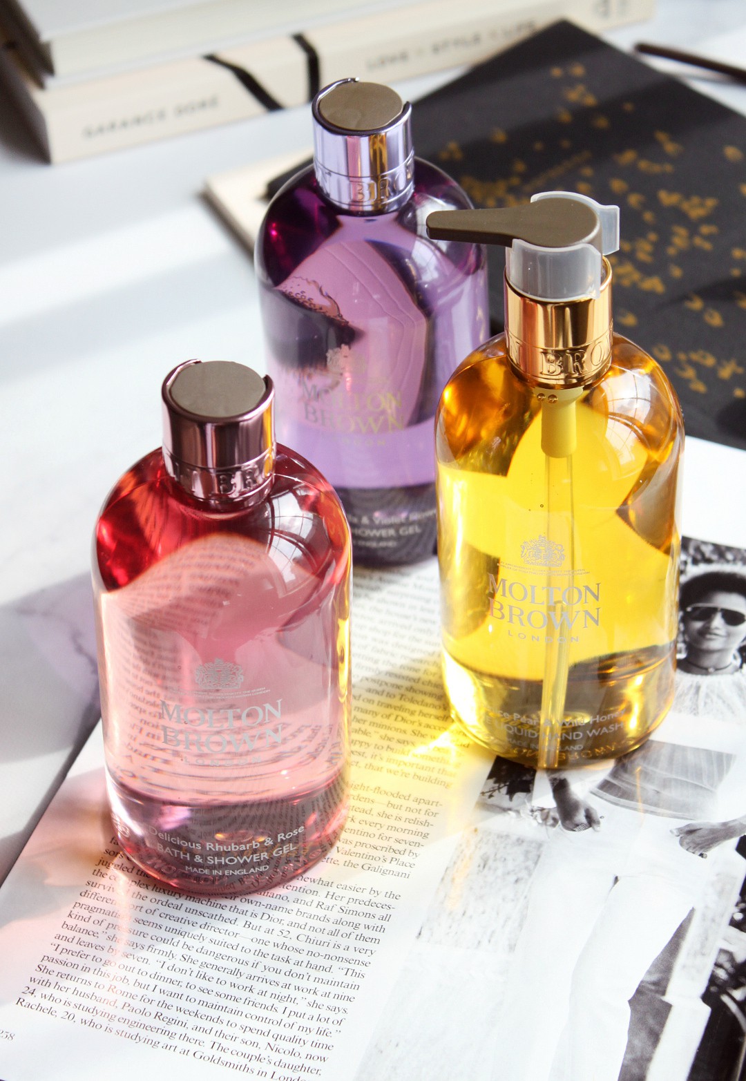 Molton Brown The Patisserie Parlour Collections: Delicious Rhubarb & Rose, Comice Pear & Wild Honey, and Exquisite Vanilla & Violet Flower