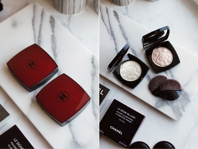 Chanel Le Signe du Lion Or Rose, Or Blanc Swatch, Review - via @glamorable #chanel #luxurybeauty #makeup #highlighter #strobing